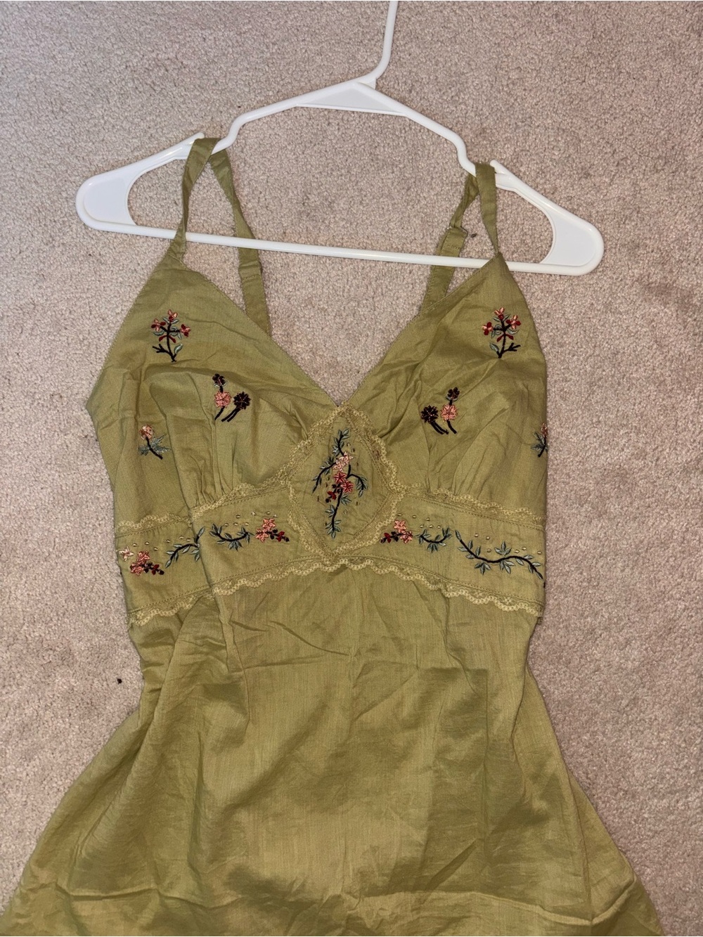Buffalo David Bitton Olive Green Embroidered V-Neck Cami